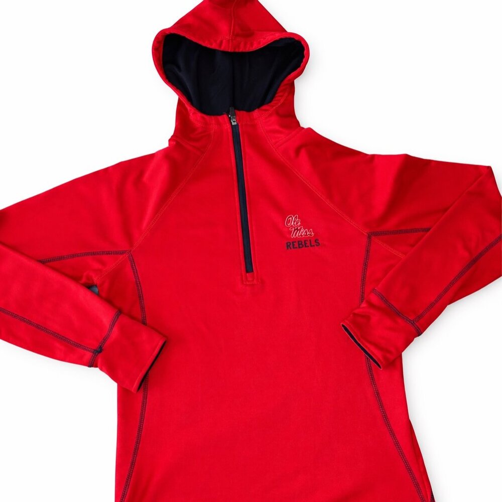 Ole Miss‎ Rebels Quarter Zip Hoodie Red Colosseum Men’s Large Pullover